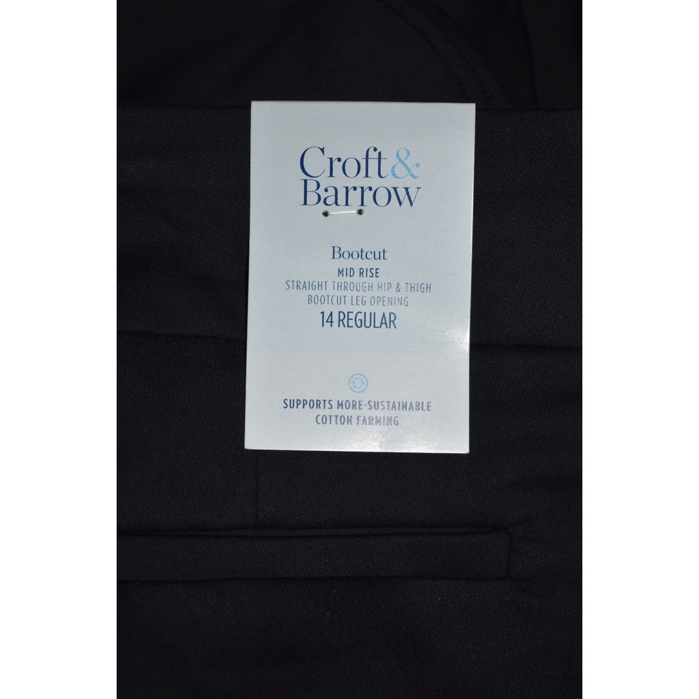 Croft Barrow Effortless Stretch Pants BLACK Pull-On Pockets Size 14 New w/tags - Picture 6 of 16
